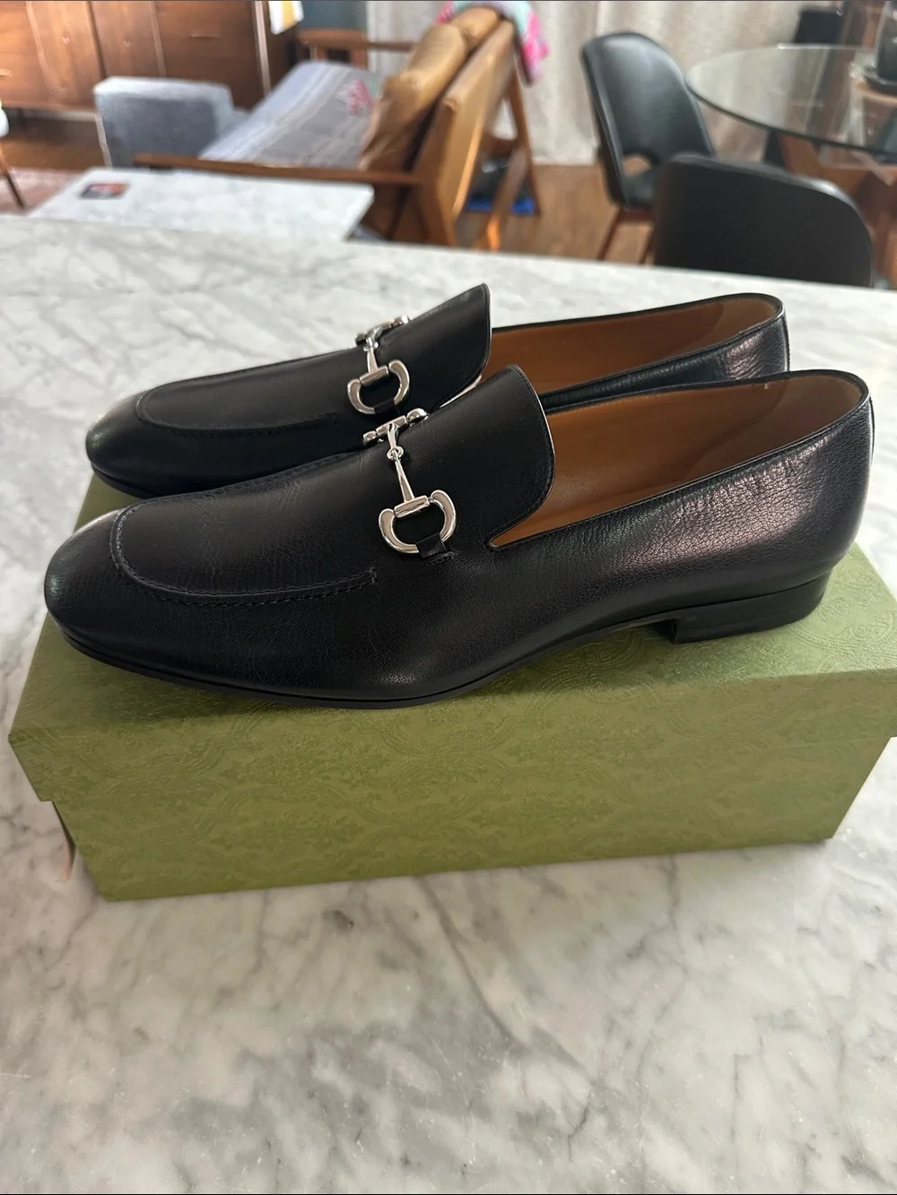 Gucci Princeton Black Leather Horsebit Loafers